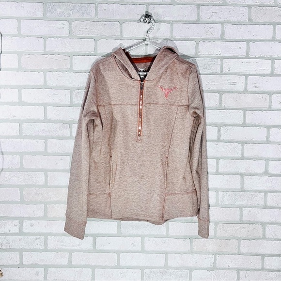 We are Texas Tops - We Are Texas Women's Hook ‘Em Horns 1/4 Zip Hoodie Sweatshirt Jacket Size S